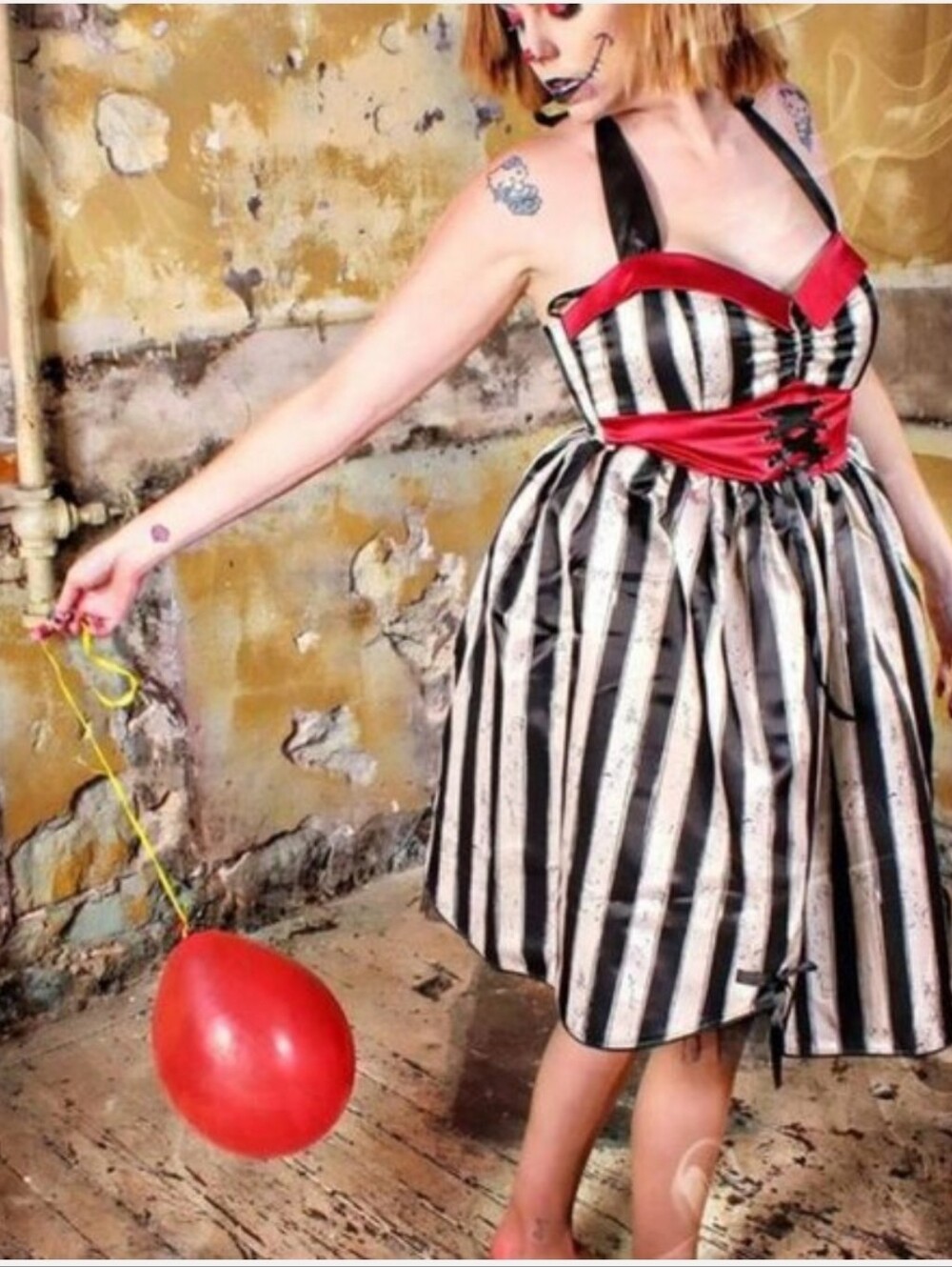 New! 3x [Hot Topic x American Horror Story] AHS Striped Halter Dress RARE! HTF!